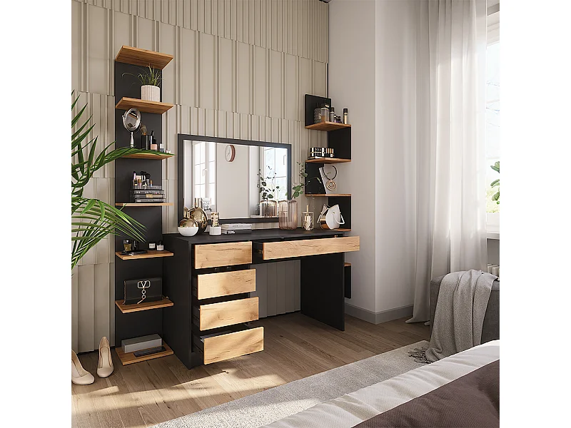 Tocador antracita/roble dorado 120x55x75 sherry