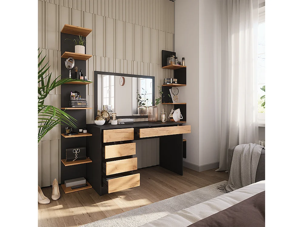 Dressing table anthracite/golden oak 120x55x75 sherry