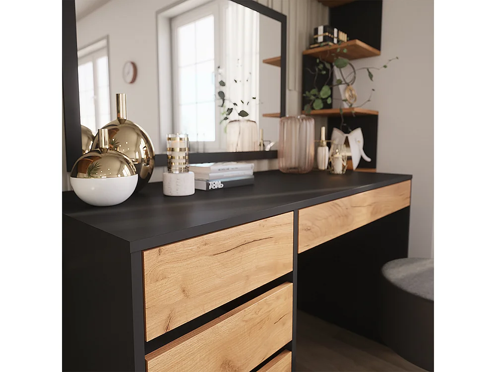 Dressing table anthracite/golden oak 120x55x75 sherry