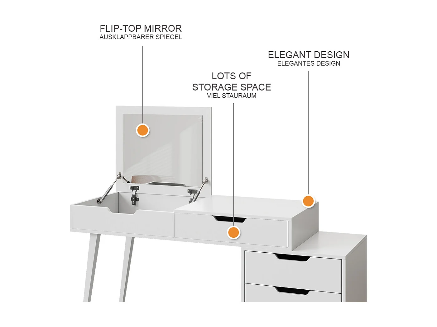 Schminktisch weiß 145x50x125.5 judy