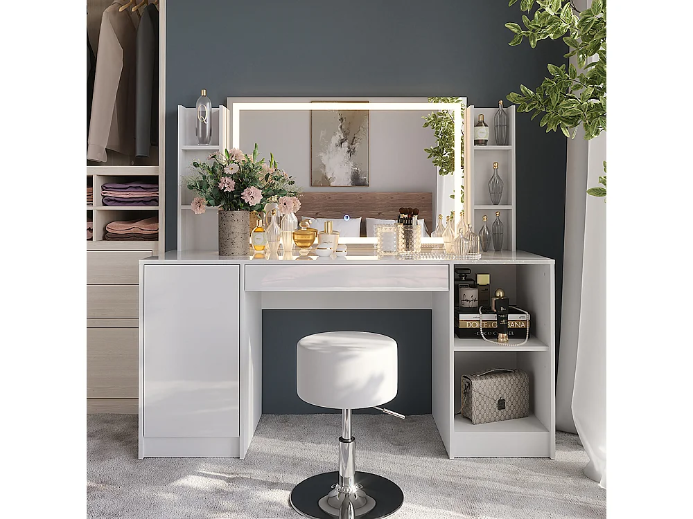 Coiffeuse blanc/blanc brillant 158.2x50.1x76 sherry