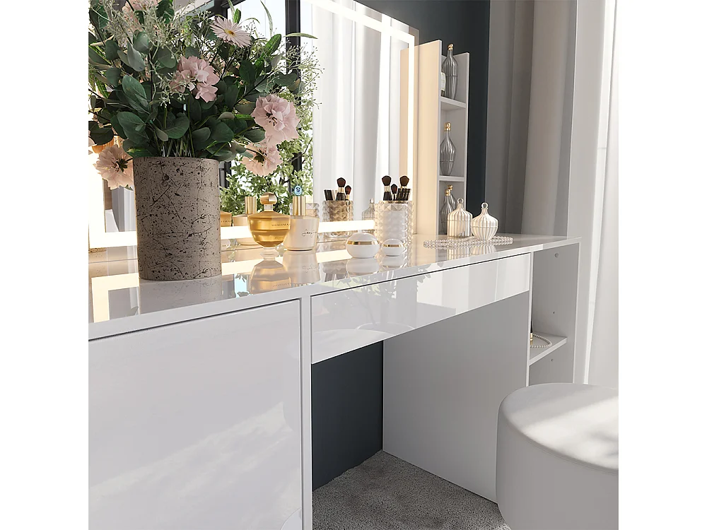 Coiffeuse blanc/blanc brillant 158.2x50.1x76 sherry