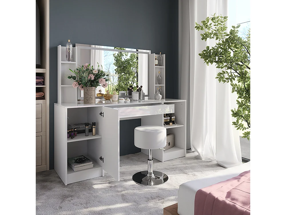 Coiffeuse blanc/blanc brillant 158.2x50.1x76 sherry