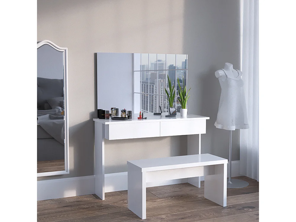 Coiffeuse blanc 120x40x83 azur