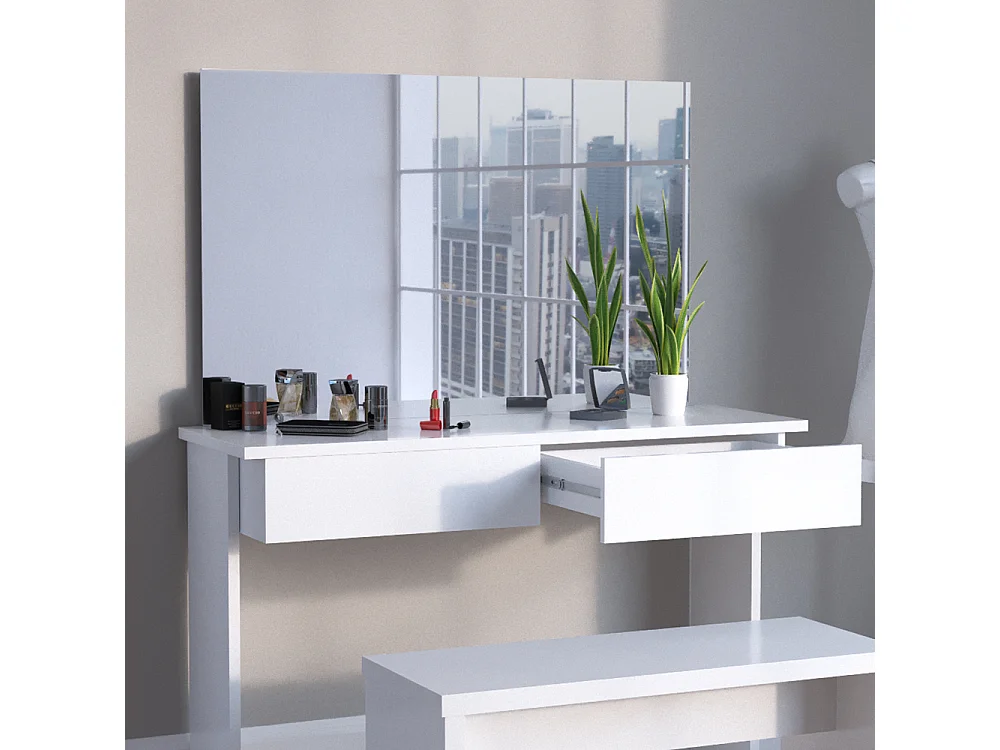 Coiffeuse blanc 120x40x83 azur