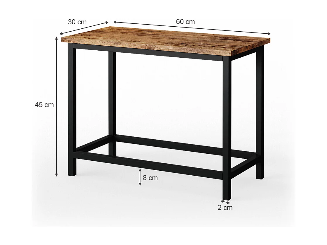 Bench antique wood 60x30x45 fyrk