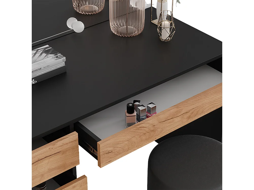 Tocador antracita/roble dorado 120x55x75 sherry