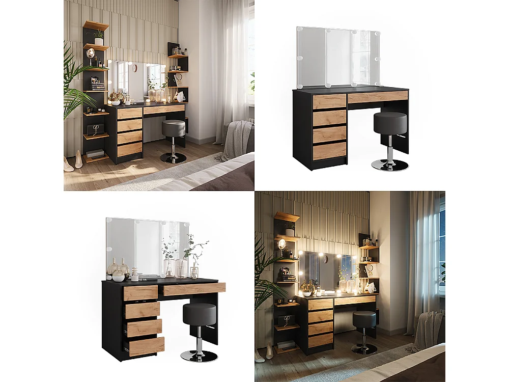 Dressing table anthracite/golden oak 120x55x75 sherry