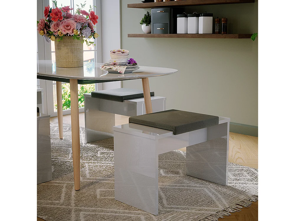 Banqueta blanco 90x35x46 viola