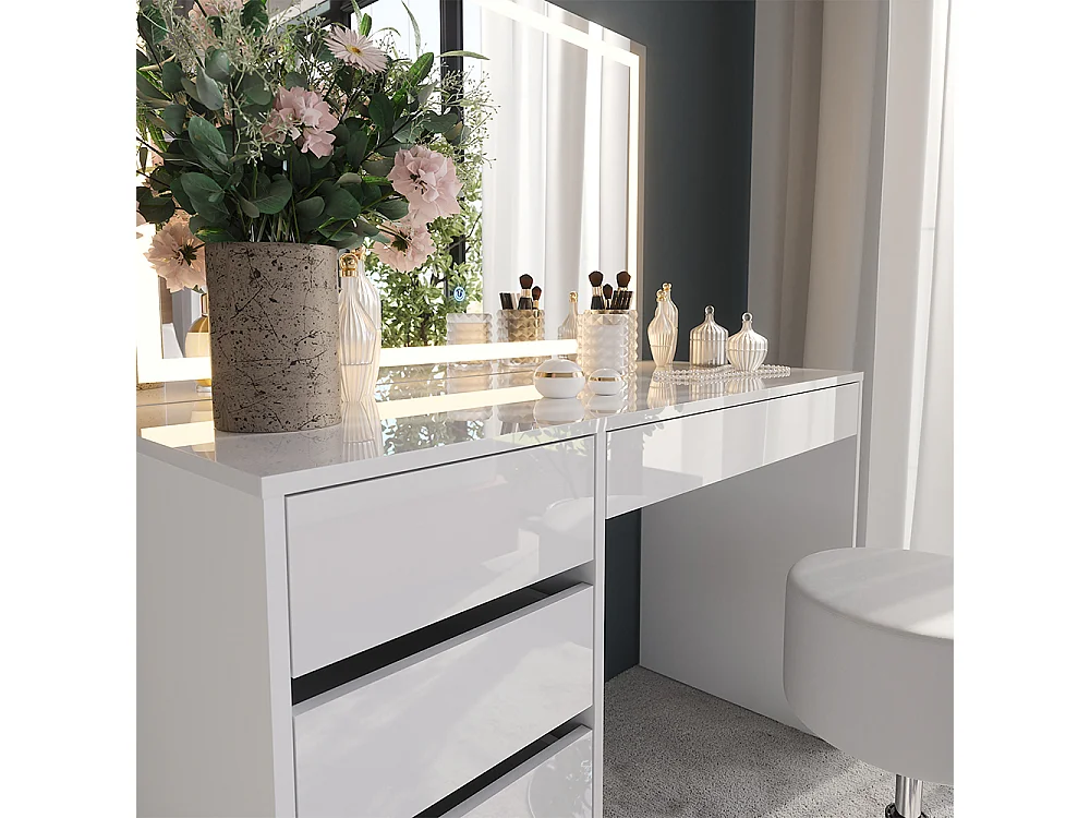 Tavolo da toeletta bianco/bianco lucido 119.8x50.1x76 sherry