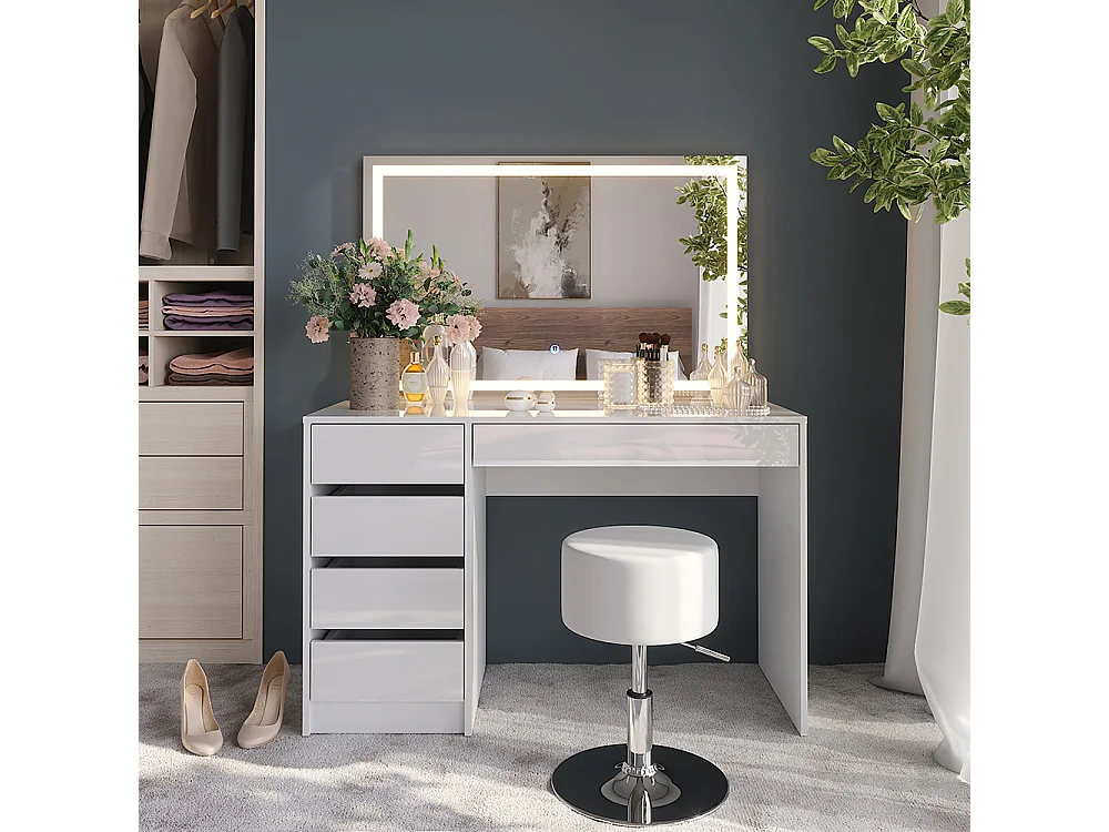 Vanity table white/white high gloss 119.8x50.1x76 sherry