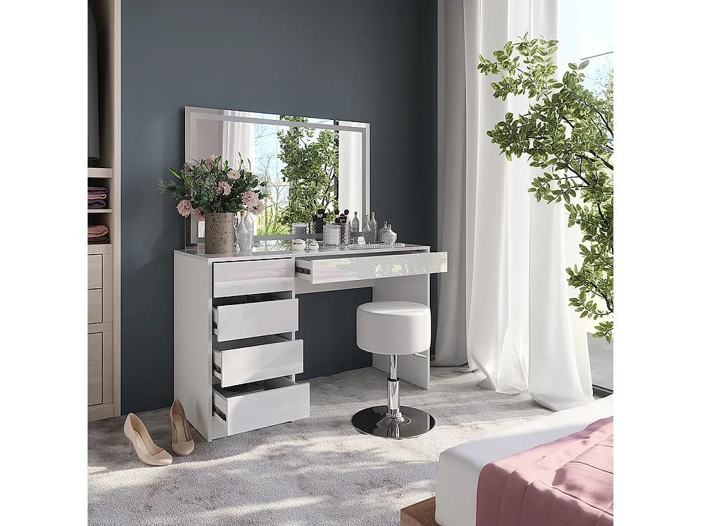 Vanity table white/white high gloss 119.8x50.1x76 sherry