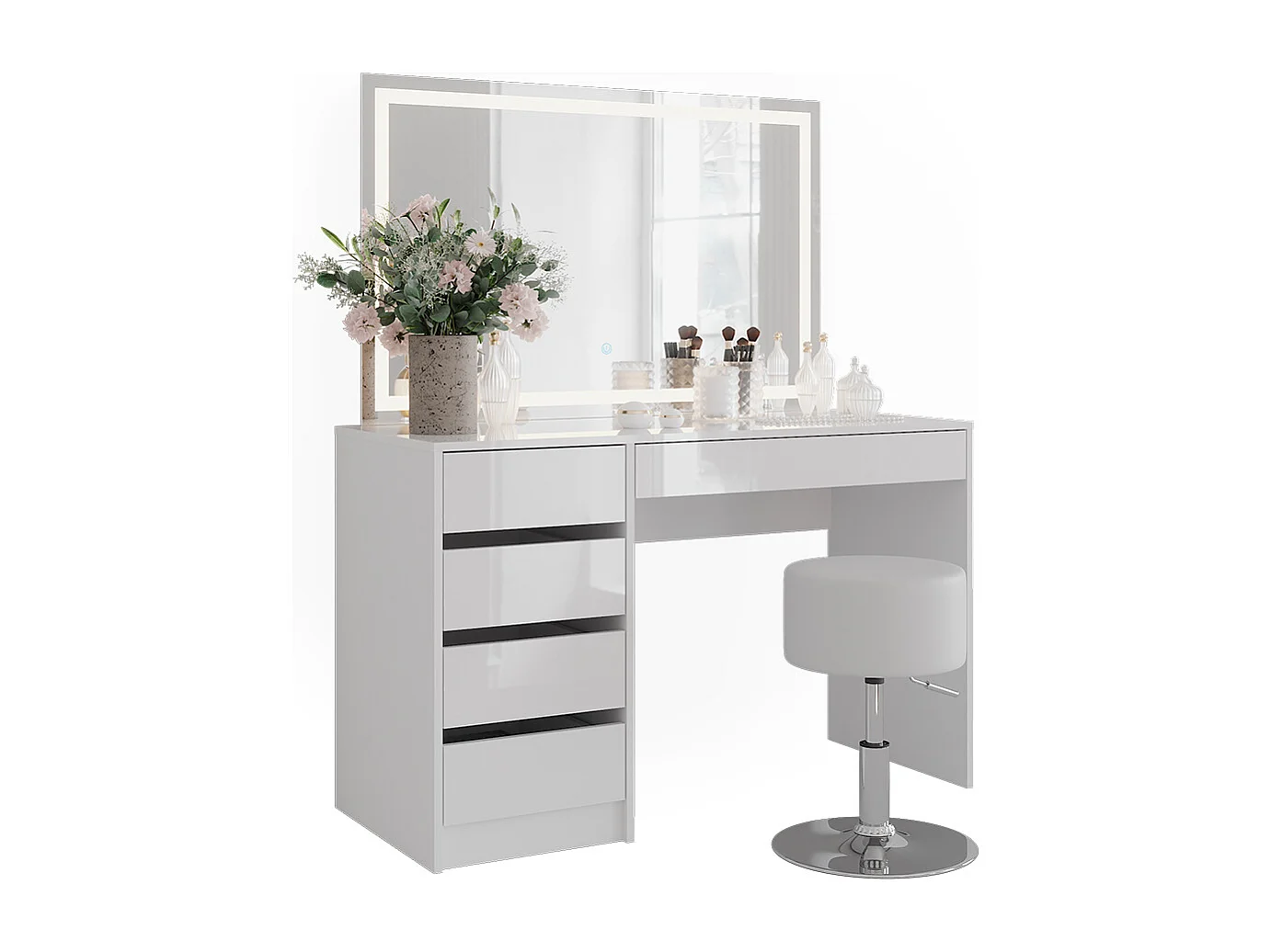 Vanity table white/white high gloss 119.8x50.1x76 sherry