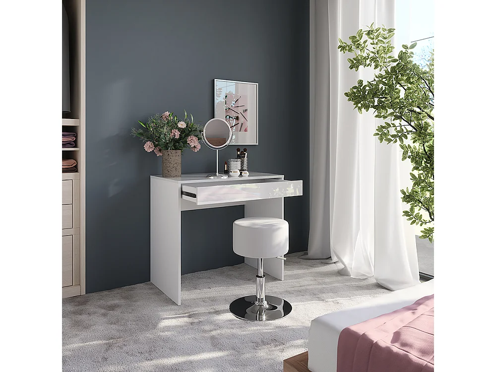 Vanity table white/white high gloss 81.4x50.1x76 sherry