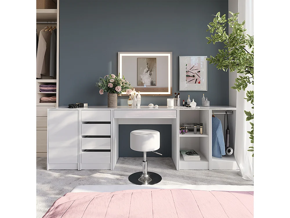 Vanity table white/white high gloss 81.4x50.1x76 sherry