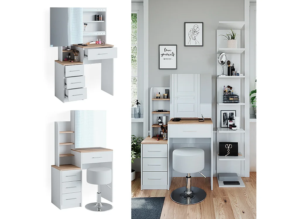 Schminktisch weiß/sonoma 36x80x131.6 conrada