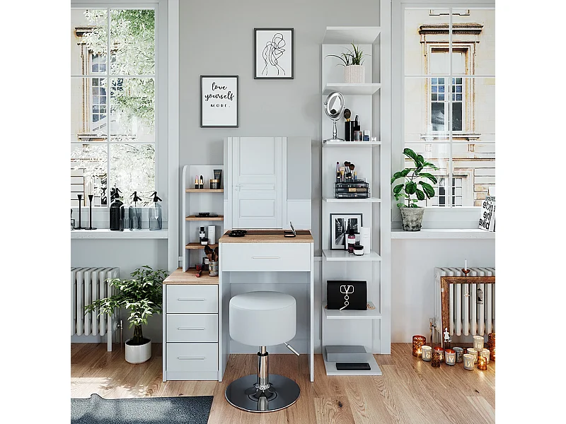 Stół toaletowy biały/sonoma 36x80x131.6 conrada