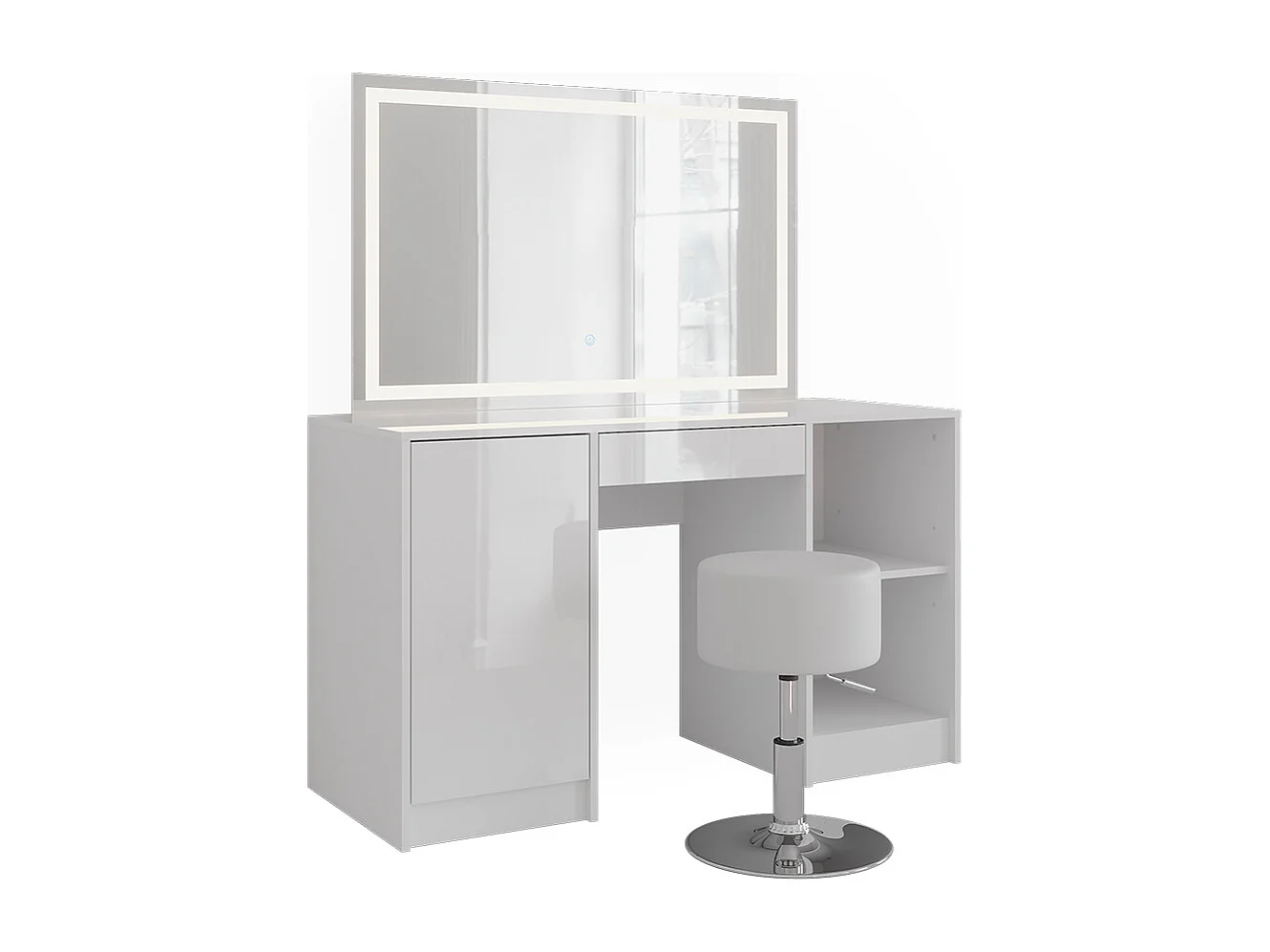 Schminktisch weiß/weiß hochglanz 128.2x50.1x76 sherry