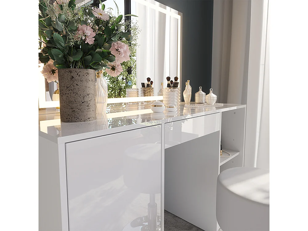 Coiffeuse blanc/blanc brillant 128.2x50.1x76 sherry