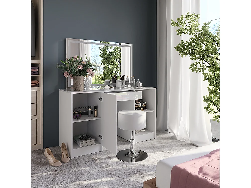 Coiffeuse blanc/blanc brillant 128.2x50.1x76 sherry