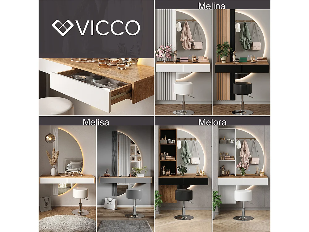 Tocador blanco/roble 100x40x155 melora