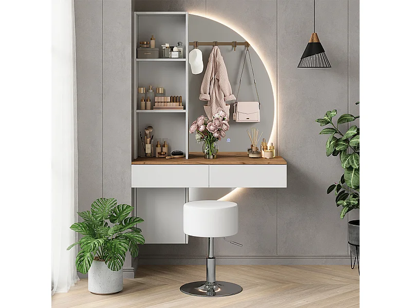 Schminktisch weiß/eiche 100x40x155 melora