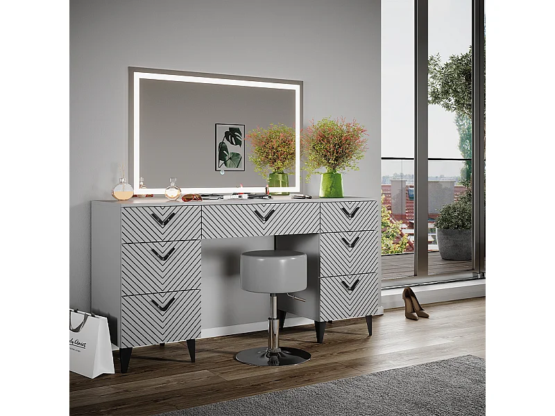 Kaptafel set met kruk grijs 150x45x78.1 anett