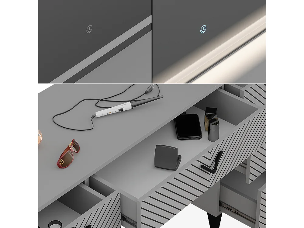 Coiffeuse gris 150x45x78.1 anett