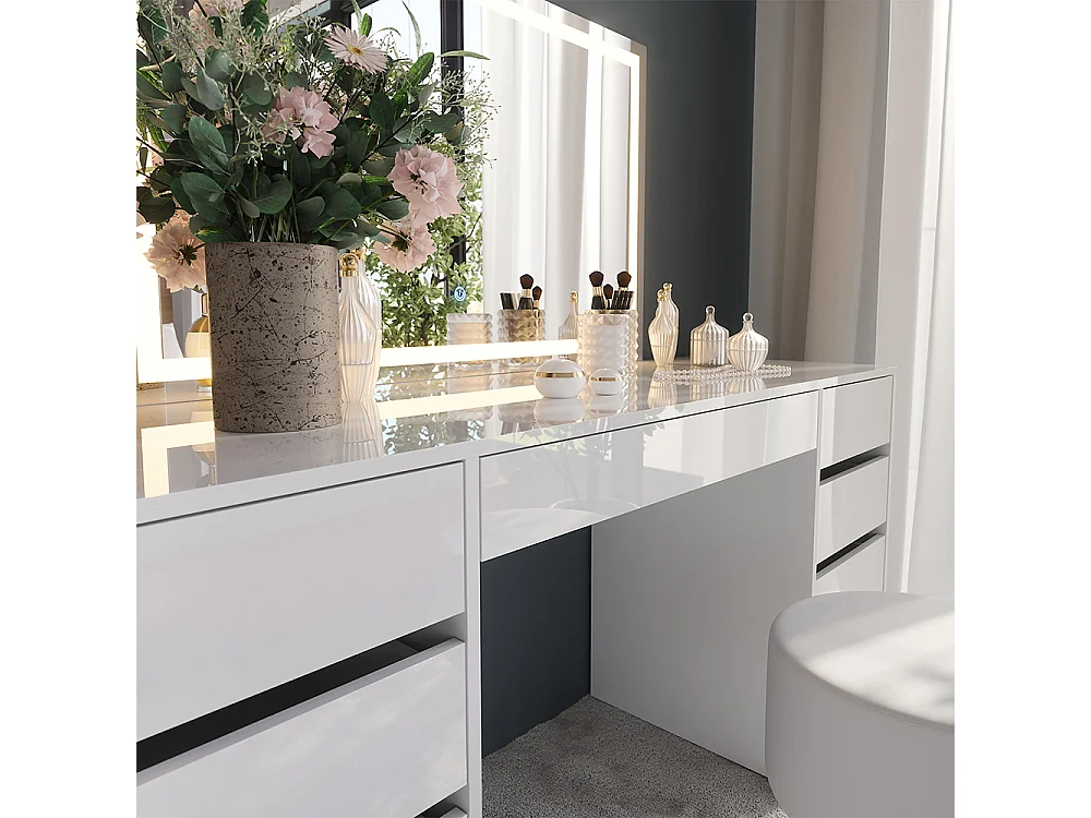 Tocador blanco/blanco alto brillo 158.2x50.1x76 sherry