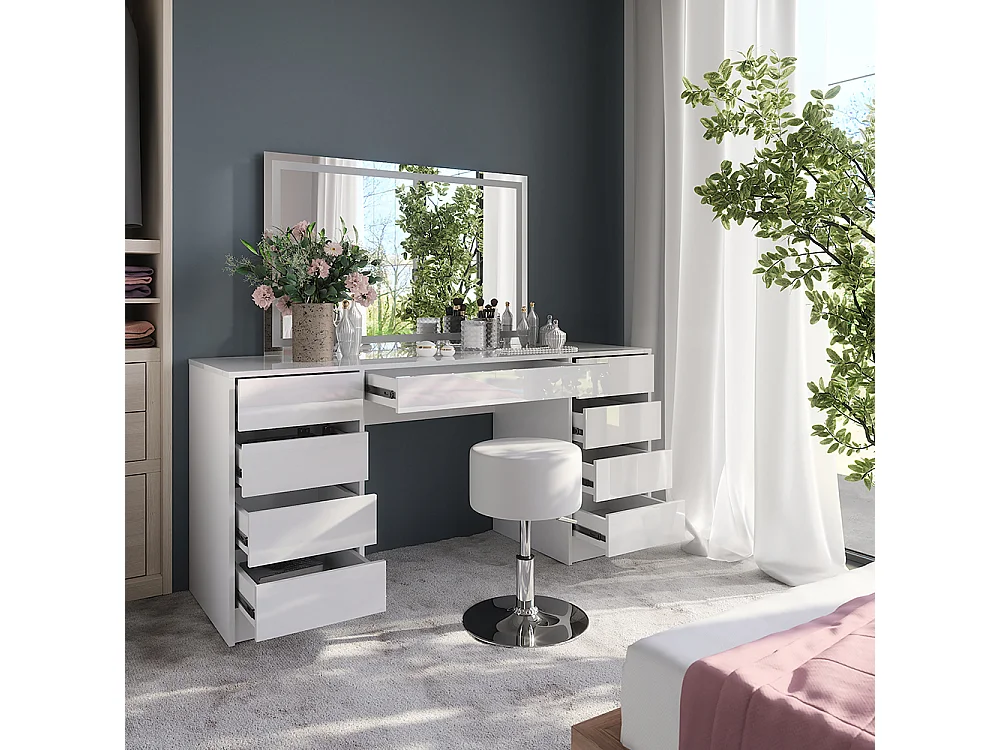 Tocador blanco/blanco alto brillo 158.2x50.1x76 sherry