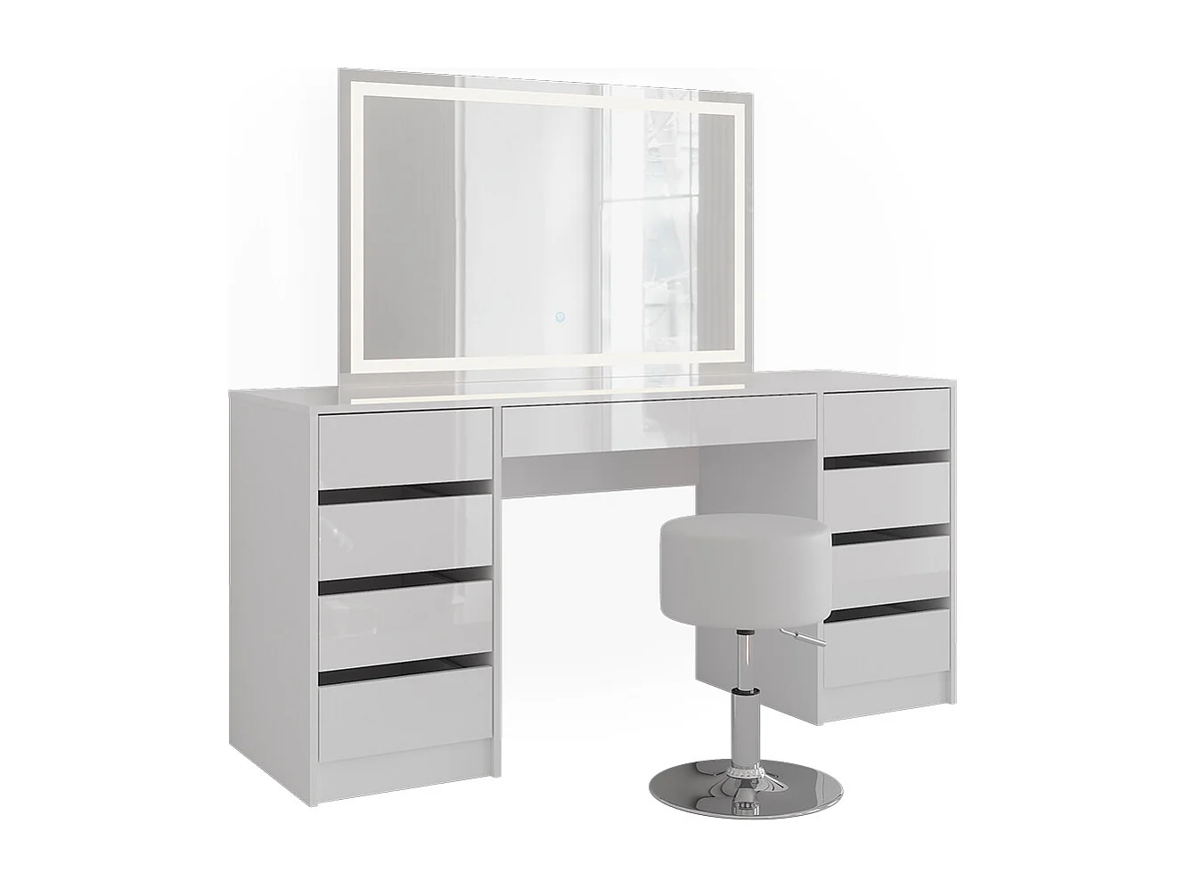 Vanity table white/white high gloss 158.2x50.1x76 sherry