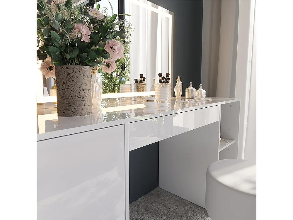 Tavolo da toeletta bianco/bianco lucido 158.2x50.1x76 sherry