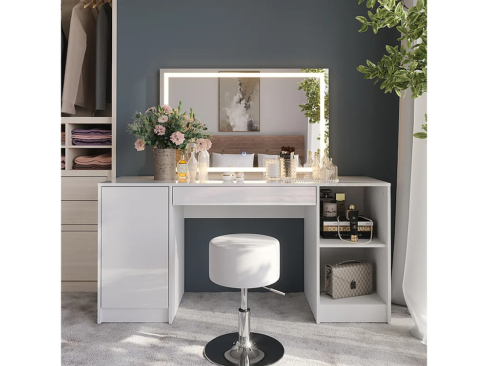 Coiffeuse blanc/blanc brillant 158.2x50.1x76 sherry