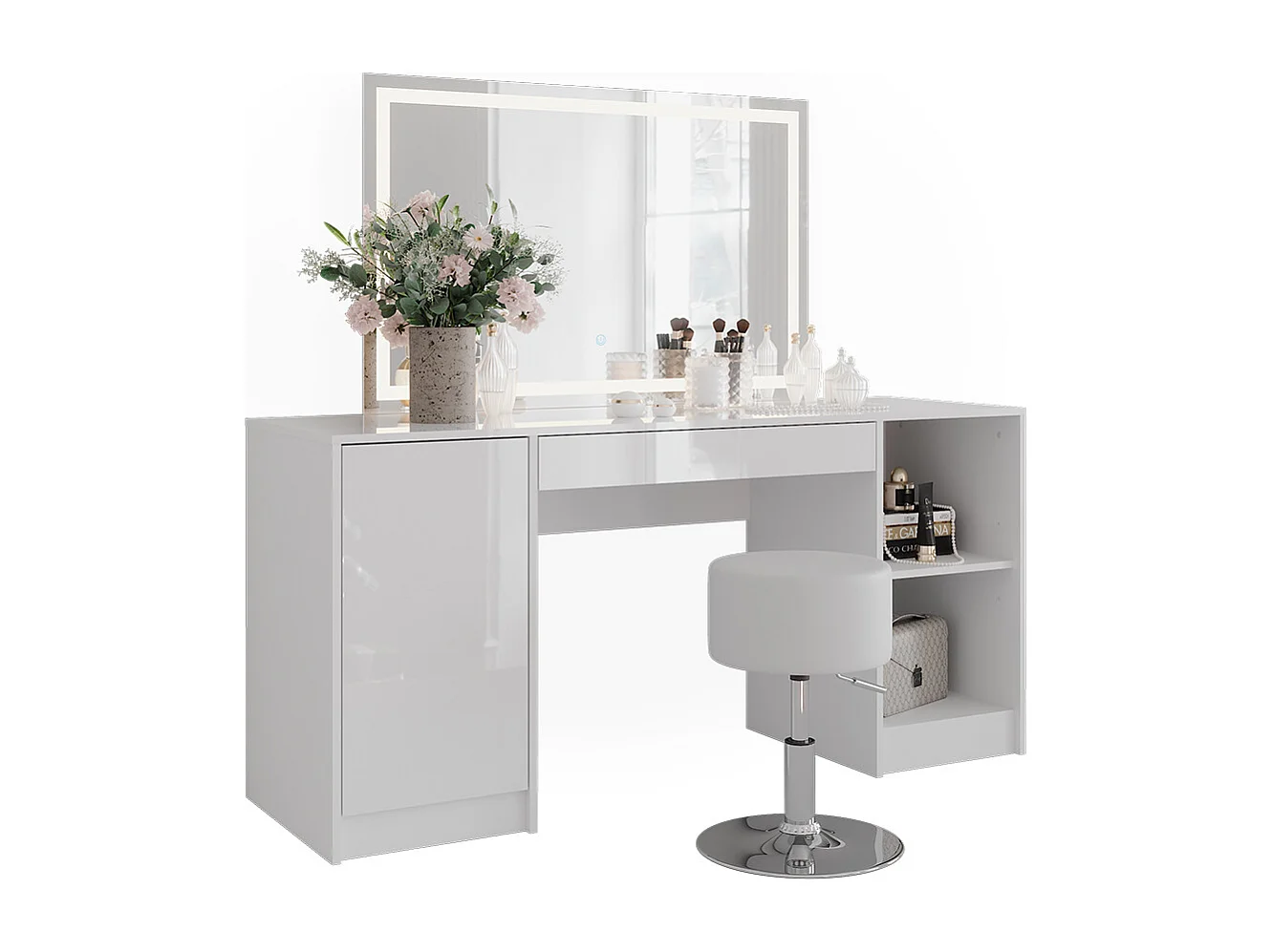 Coiffeuse blanc/blanc brillant 158.2x50.1x76 sherry