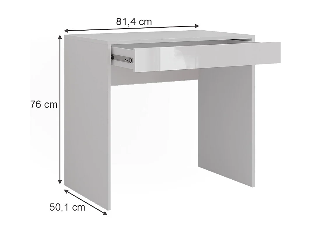 Schminktisch weiß/weiß hochglanz 81.4x50.1x76 sherry