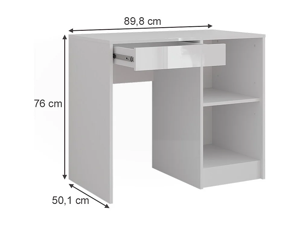 Kaptafel wit/wit hoogglans 89.8x50.1x76 sherry