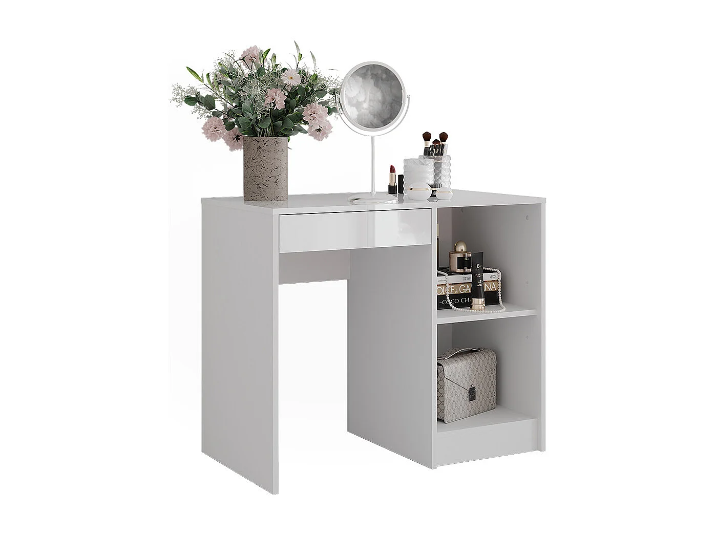 Kaptafel wit/wit hoogglans 89.8x50.1x76 sherry