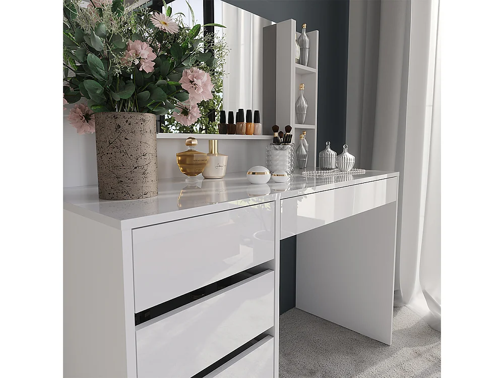 Vanity table white/white high gloss 119.8x50.1x76 sherry