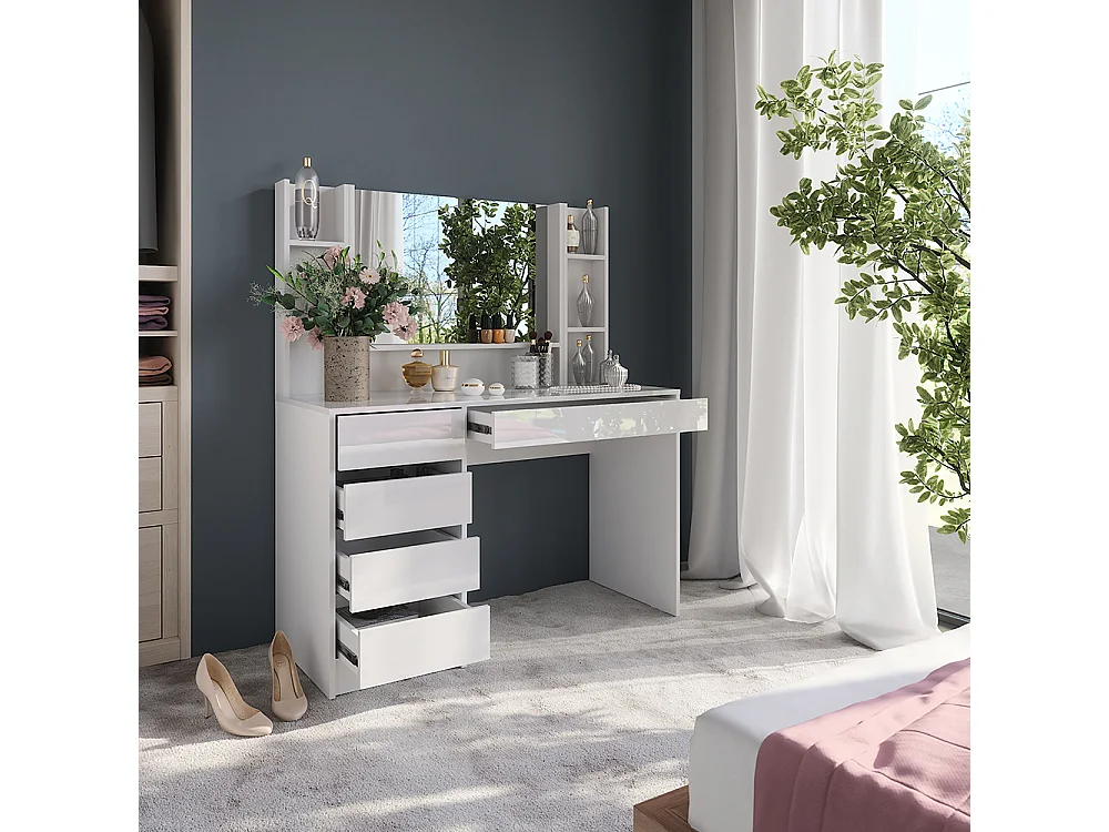 Vanity table white/white high gloss 119.8x50.1x76 sherry