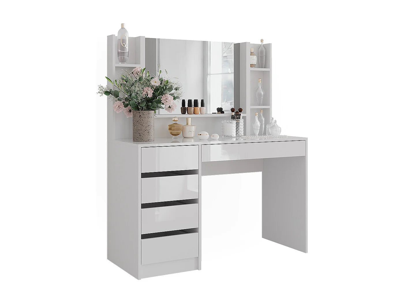 Vanity table white/white high gloss 119.8x50.1x76 sherry
