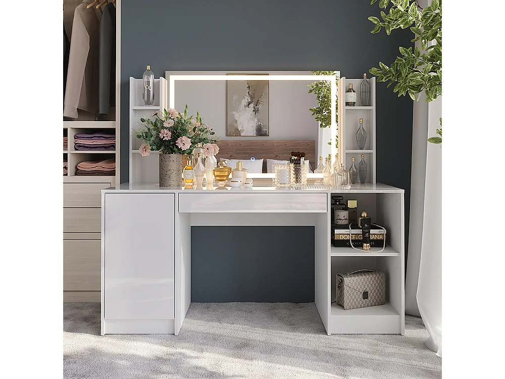 Coiffeuse blanc/blanc brillant 158.2x50.1x76 sherry