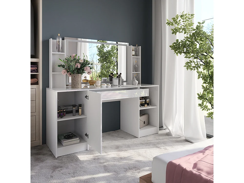 Coiffeuse blanc/blanc brillant 158.2x50.1x76 sherry