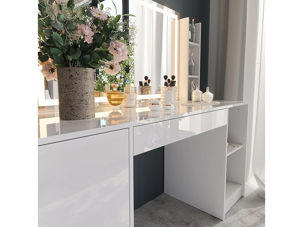 Kaptafel met licht wit/wit hoogglans 158.2x50.1x76 sherry