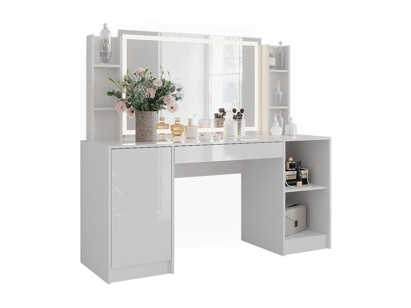 Kaptafel met licht wit/wit hoogglans 158.2x50.1x76 sherry