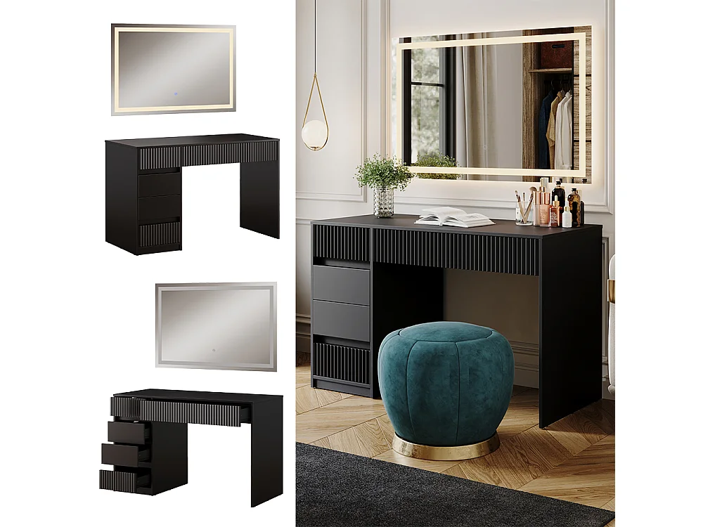 Tocador negro 120x55x76 omira