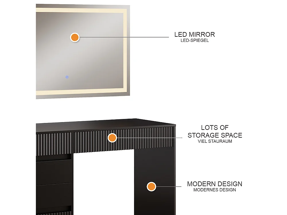 Tocador negro 120x55x76 omira