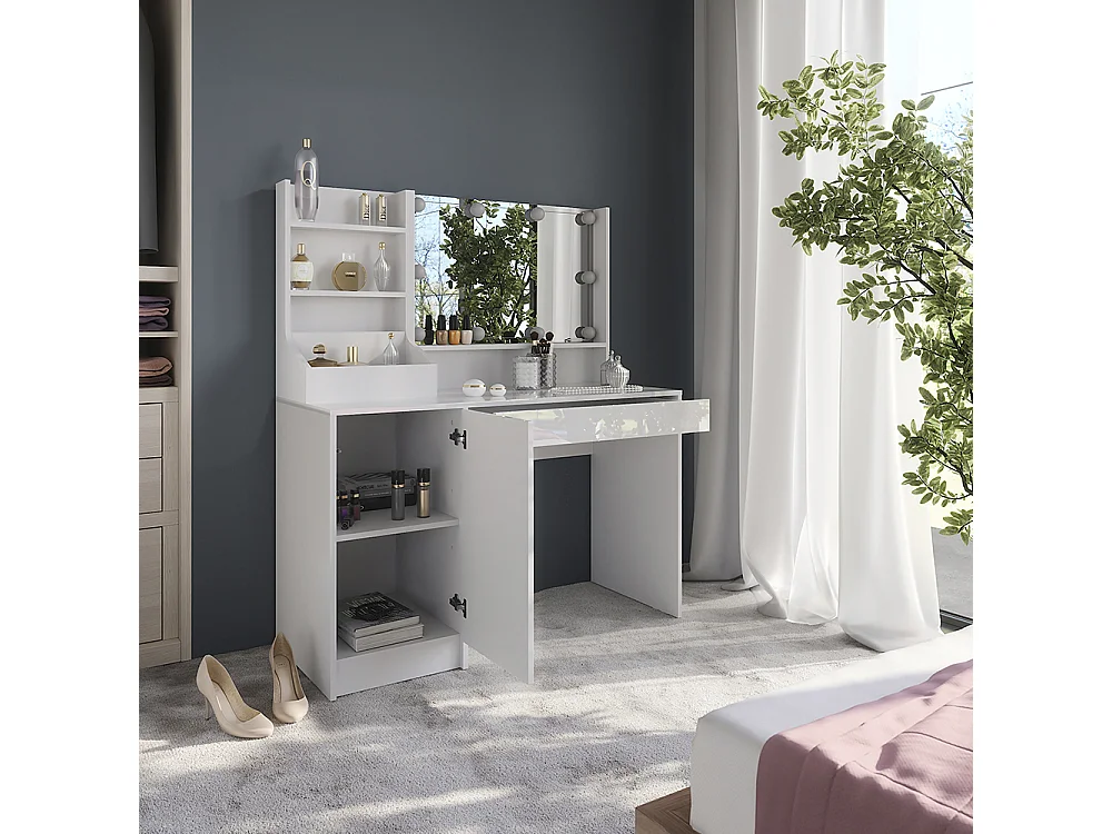 Kaptafel met licht wit/wit hoogglans 119.8x50.1x76 sherry