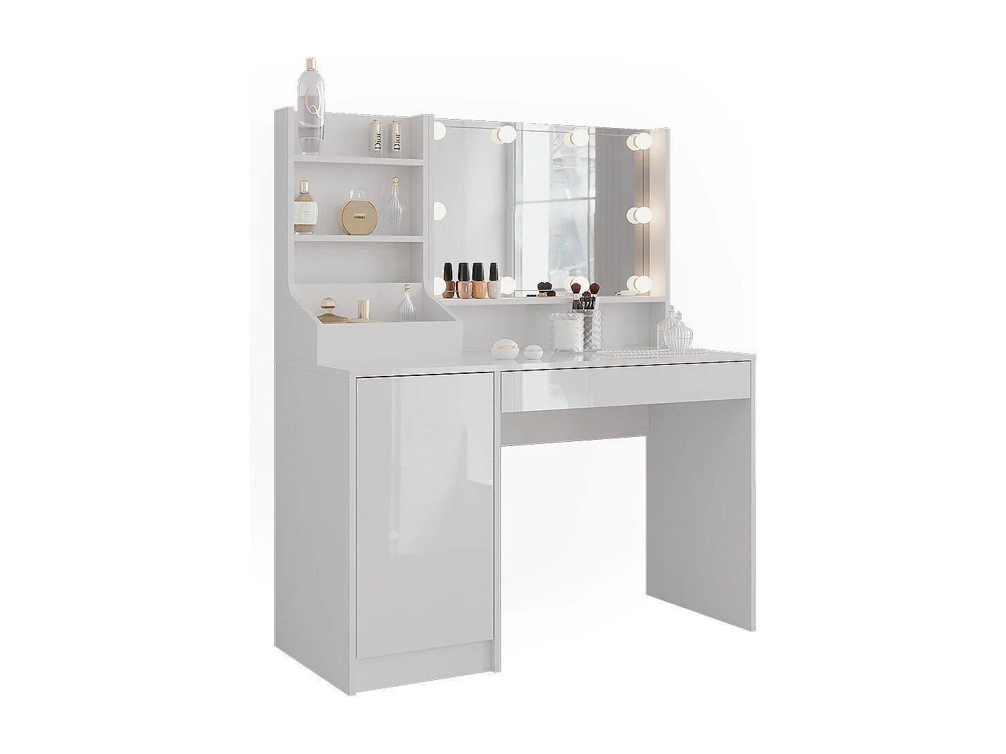 Kaptafel met licht wit/wit hoogglans 119.8x50.1x76 sherry