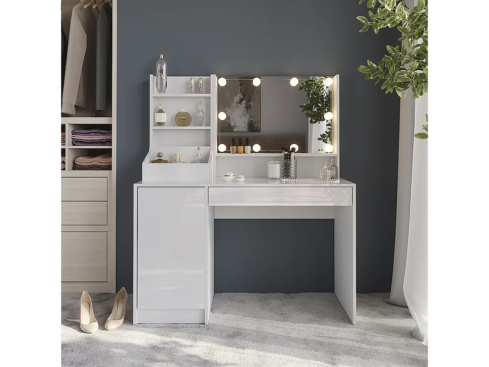 Vanity table white/white high gloss 119.8x50.1x76 sherry