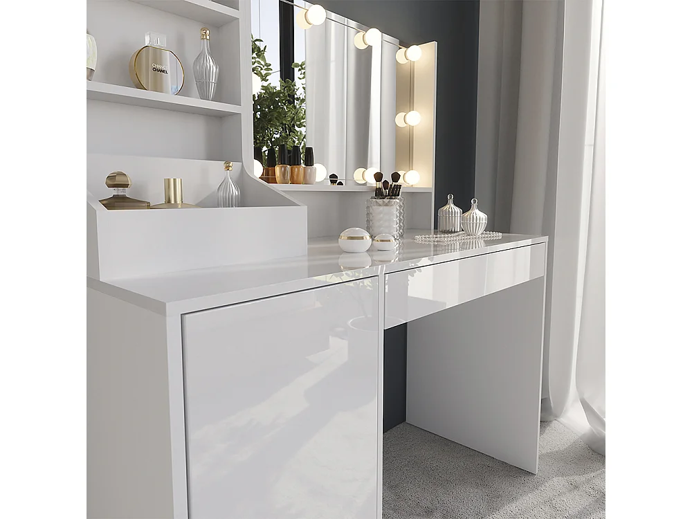 Vanity table white/white high gloss 119.8x50.1x76 sherry